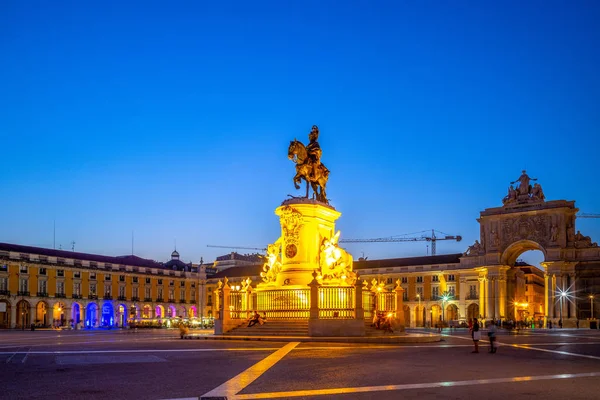 Vista Notturna Piazza Del Commercio Lisbona Portogallo — Foto Stock