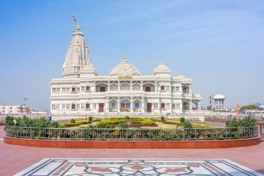 Vrindavan, india - February 28, 2018: Prem Mandir, The Temple Of Divine Love, at the holy city, Mathura clipart