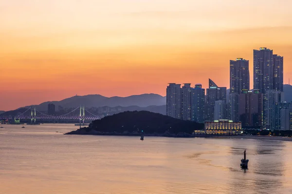 Gwangan Brücke Und Skyline Von Haeundae Busan — Stockfoto