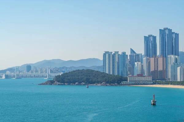 Gwangan Brücke Und Skyline Von Haeundae Busan — Stockfoto