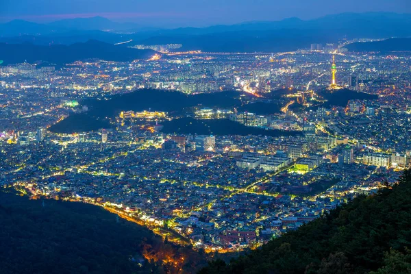 Vista Nocturna Desde Parque Aspan Daegu Corea Del Sur —  Fotos de Stock