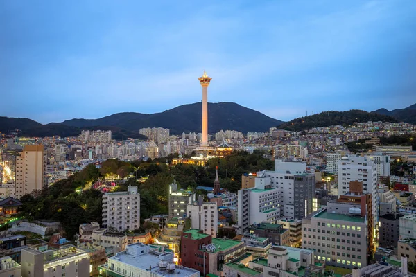 Nachtzicht Van Busan Met Busan Toren Korea — Stockfoto