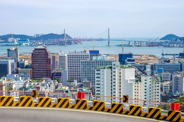 Λιμάνι Του Μπουσάν Και Γέφυρα Στη Νότια Κορέα — Φωτογραφία Αρχείου