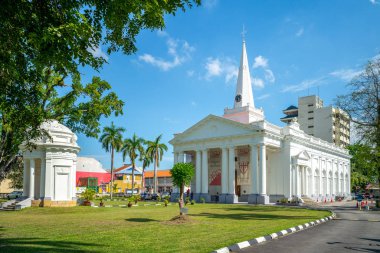 Penang, Malezya - 18 Ağustos 2018: St George's kilise 19. yüzyıl Anglikan Kilisesi George Town şehir olduğunu