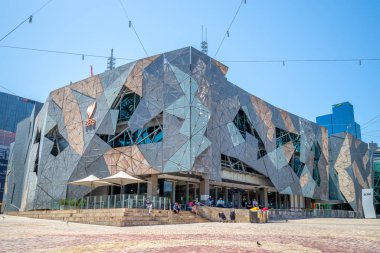 Melbourne, Avustralya - 1 Ocak 2019: Federasyon Meydanı, film, video oyunları, dijital kültür ve sanat bir Avustralya'nın Ulusal Müzesi, hareketli görüntü için Avustralya Merkezi
