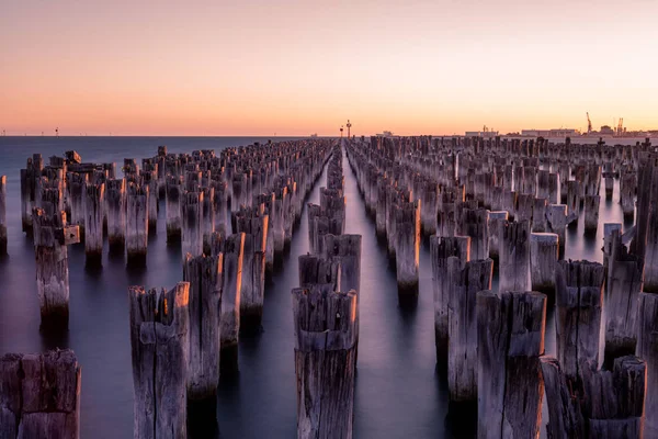 Paisaje Princes Pier Melbourne Atardecer — Foto de Stock