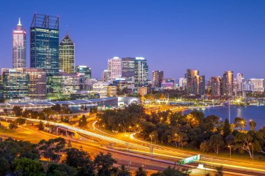 perth Batı Avustralya'da manzarası, gece