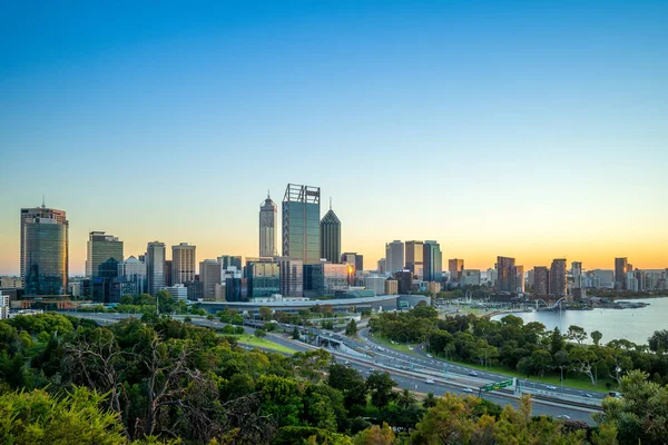 Skyline Perth Noche Australia Occidental — Foto de Stock