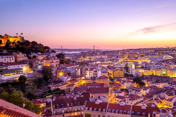 Visão Noturna Castelo Lisboa Santo George — Fotografia de Stock