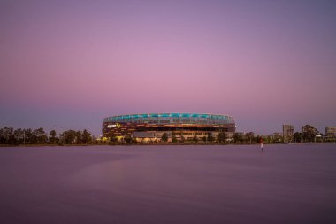 Perth, Avustralya - 15 Ocak 2019: Perth, olarak da bilinen Optus Stadyumu, Perth, Batı Avustralya, Burswood banliyösünde bulunan çok amaçlı stadyum stadyumudur.