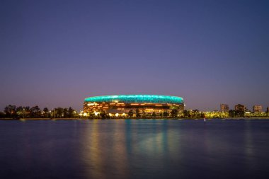 Perth, Avustralya - 15 Ocak 2019: Perth, olarak da bilinen Optus Stadyumu, Perth, Batı Avustralya, Burswood banliyösünde bulunan çok amaçlı stadyum stadyumudur.