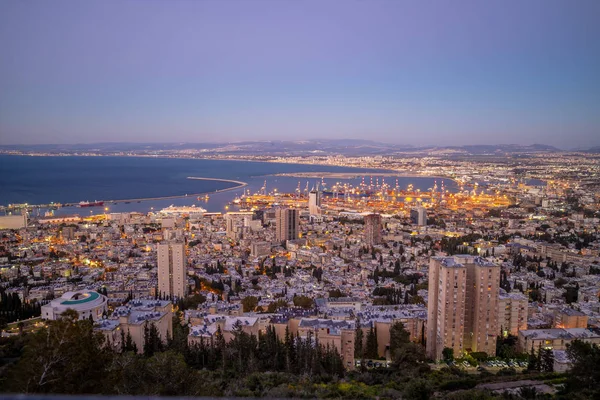 Panoráma Města Haifa Izrael Noci — Stock fotografie