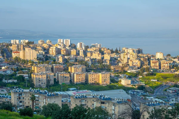 Silhuett Tiberias Shore Galileen Israel — Stockfoto