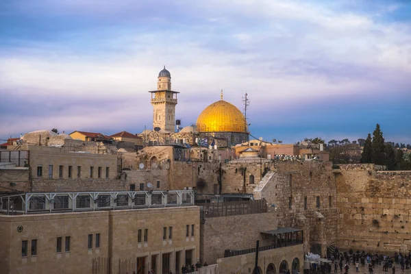 Den Västra Muren Och Klippdomen Jerusalem — Stockfoto