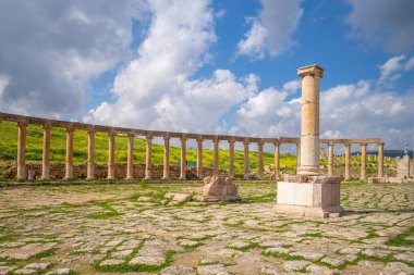 Oval Forum ve Decumanus Maximus: Jerash, Jordan