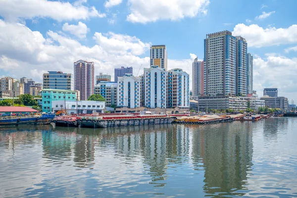 Skyline Manila Por Río Pasig Filipinas —  Fotos de Stock