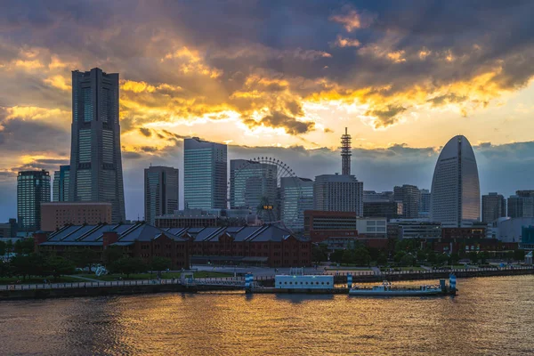 Tokyo Yakınlarındaki Yokohama Limanında Gün Batımı Japonya — Stok fotoğraf