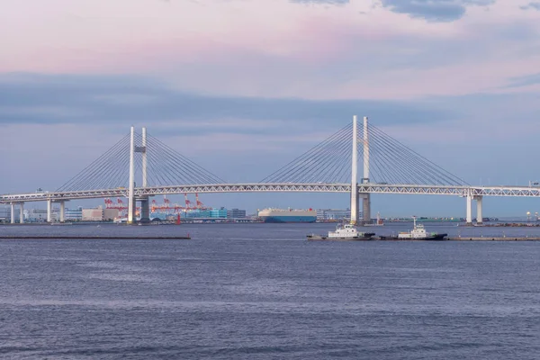 Yokohama Bay Bridge Japan Skymningen — Stockfoto