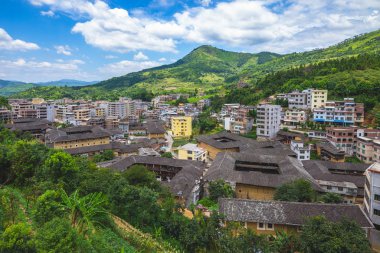 fujian, Çin'de pentagon Tulou havadan görünümü
