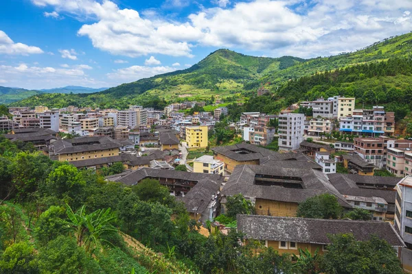 Widok Lotu Ptaka Pięciokąt Tulou Fujian Chiny — Zdjęcie stockowe