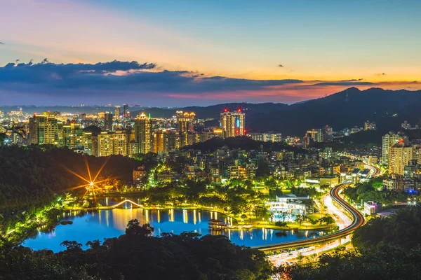 Aerial View Taipei City Night Taiwan — Stock Photo, Image