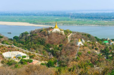 View over the sagaing hill of Sagaing, the former capital of Myanmar clipart