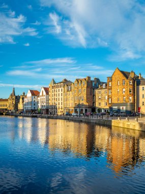 Scenery of the shore of water of Leith, Edinburgh, UK