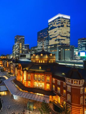 Scenery of Tokyo station at night in Tokyo city, Kanto, Japan