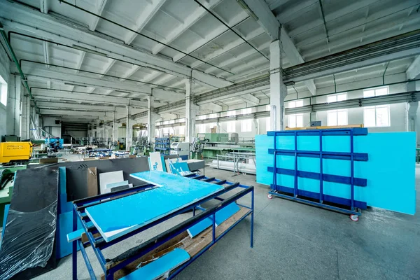 Fabbrica Alluminio Pvc Finestre Porte Produzione Dettagli Attrezzature Industriali Contesto — Foto Stock
