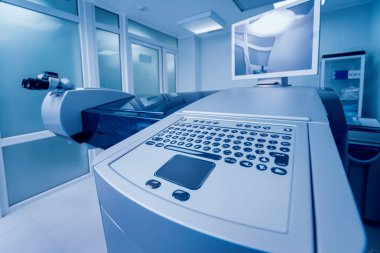 Oftalmik Lazer Göz Cerrahisi Kliniği sisteminde. Miyopi için lazer treatmnet. Arka plan