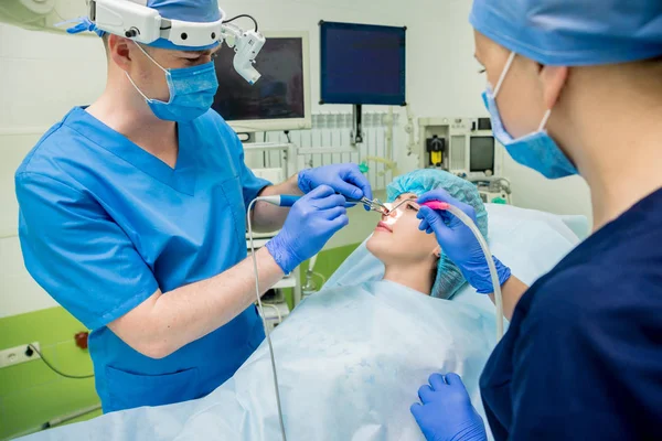 Laser Vaporization Nasal Concha Coblation Technology Method Endoscopic Sinus Surgery — Stock Photo, Image