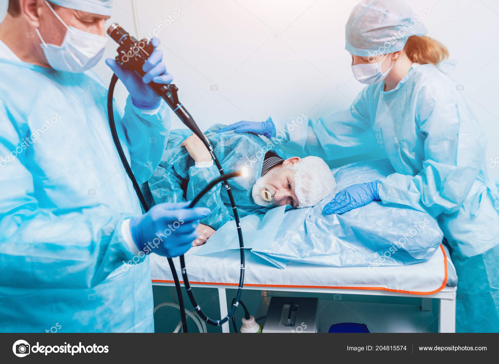 Endoscopy Hospital Doctor Holding Endoscope Gastroscopy Medical