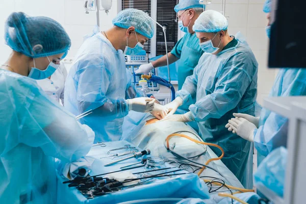 Nőgyógyászati Műtét Művelet Segítségével Laparoszkópos Felszerelés Folyamata Csoportja Műtőben Sebészeti — Stock Fotó