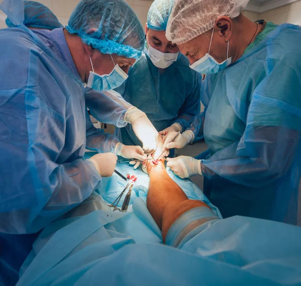 Process Trauma Surgery Operation Group Surgeons Operating Room Surgery Equipment — Stock Photo, Image