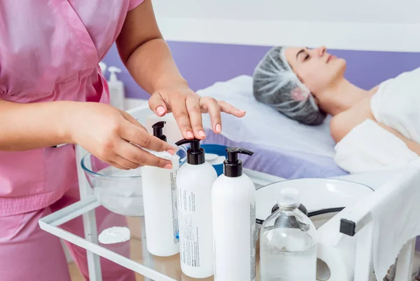 Facial Cosmetische Procedure Spa Salon Procedure Voor Het Toepassen Van — Stockfoto