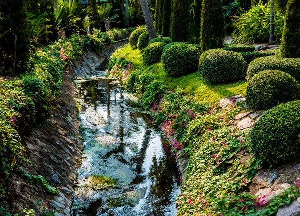 Πολυτελή Σχεδιασμό Τοπίου Στον Τροπικό Κήπο Όμορφη Θέα Του Όμορφα — Φωτογραφία Αρχείου