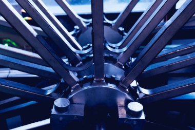 Modern fabrika üretim hattında otomatik. Plastik torba üretim süreci. Arka plan