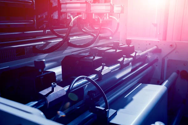 Línea Producción Automatizada Moderna Fábrica Proceso Fabricación Bolsas Plástico Contexto —  Fotos de Stock