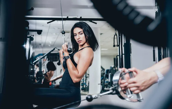 Beautiful Athletic Young Woman Making Exercise Gym Young Woman Muscular — Stock Photo, Image