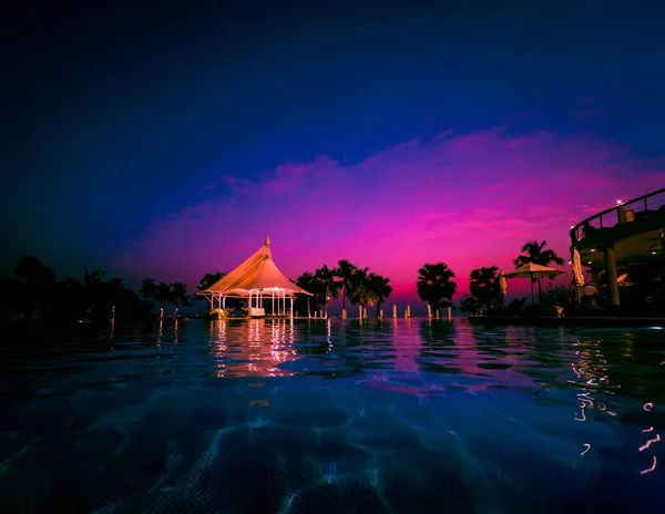 Crepúsculo Incrível Praia Tropical Oceânica Fundo Verão — Fotografia de Stock