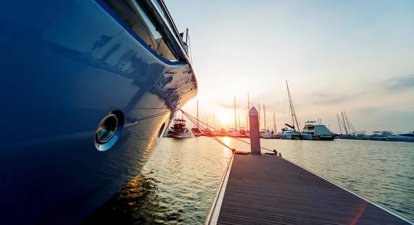 Belle Vue Sur Marina Port Avec Des Yachts Des Bateaux — Photo