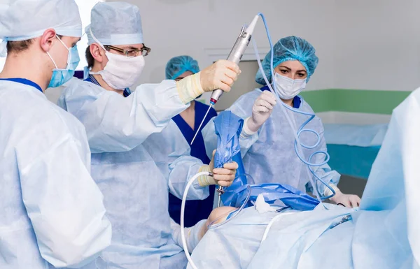 Arthroscope Surgery Orthopedic Surgeons Teamwork Operating Room Modern Arthroscopic Tools — Stock Photo, Image