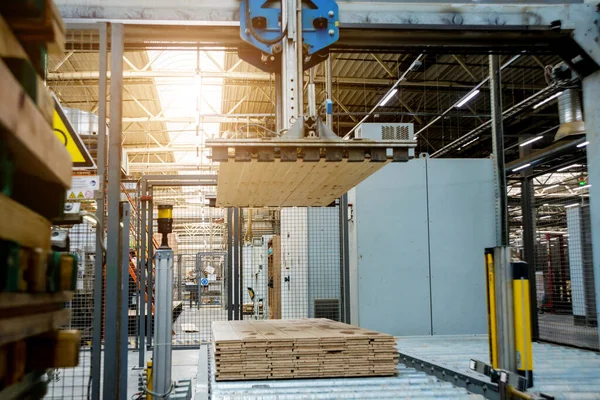 木地板工厂生产线 工业背景 — 图库照片