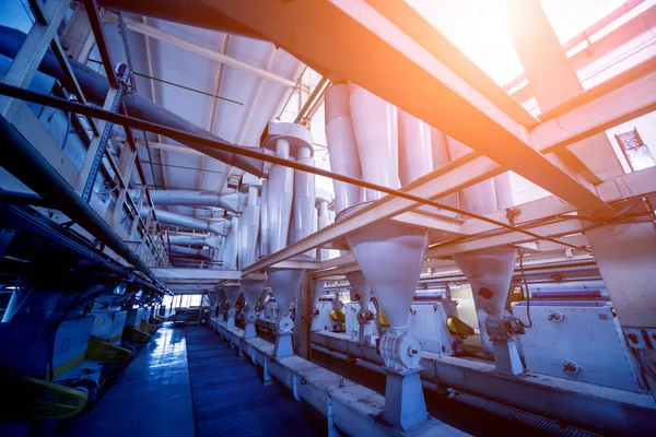 Interieur Van Moderne Natuurlijke Olie Fabriek Industriële Achtergrond — Stockfoto