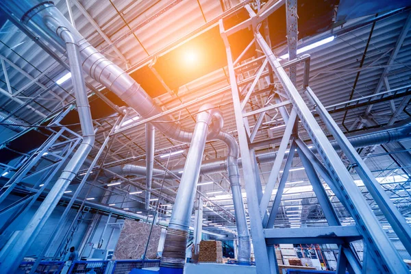 Production Line Wooden Floor Factory Industrial Background — Stock Photo, Image