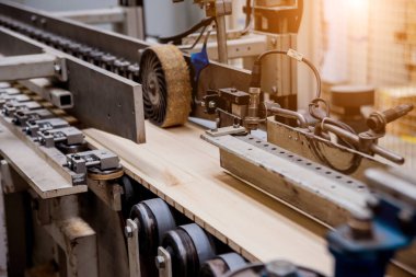 Ahşap zemin fabrikasının üretim hattı, endüstriyel arka plan