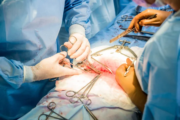 Chirurgo Assistenti Sala Operatoria Con Attrezzature Chirurgiche Contesto Medico — Foto Stock