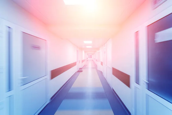 Long Couloir Vide Dans Clinique Moderne Fond Médical — Photo