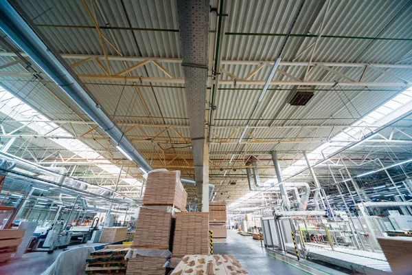 Výrobní Linka Továrny Dřevěné Podlahy Průmyslové Zázemí — Stock fotografie