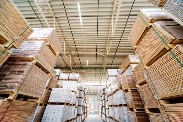 Warehouse Industrial Company Crates Stacked Shelves — Stock Photo, Image